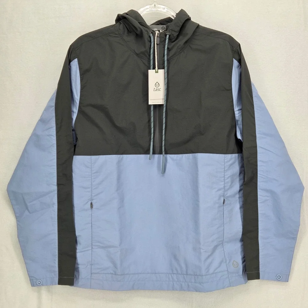 Tasc NEW Men Small Element 1/2 Zip Hooded Anorak Windbreaker Bluestone‎ Hood